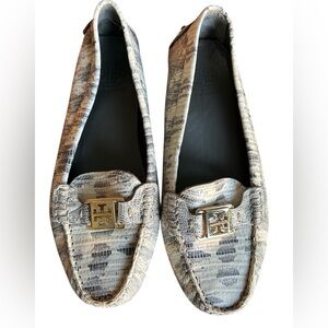 Tory Burch Kendrick Driver Python Moccasin Slip On Loafers